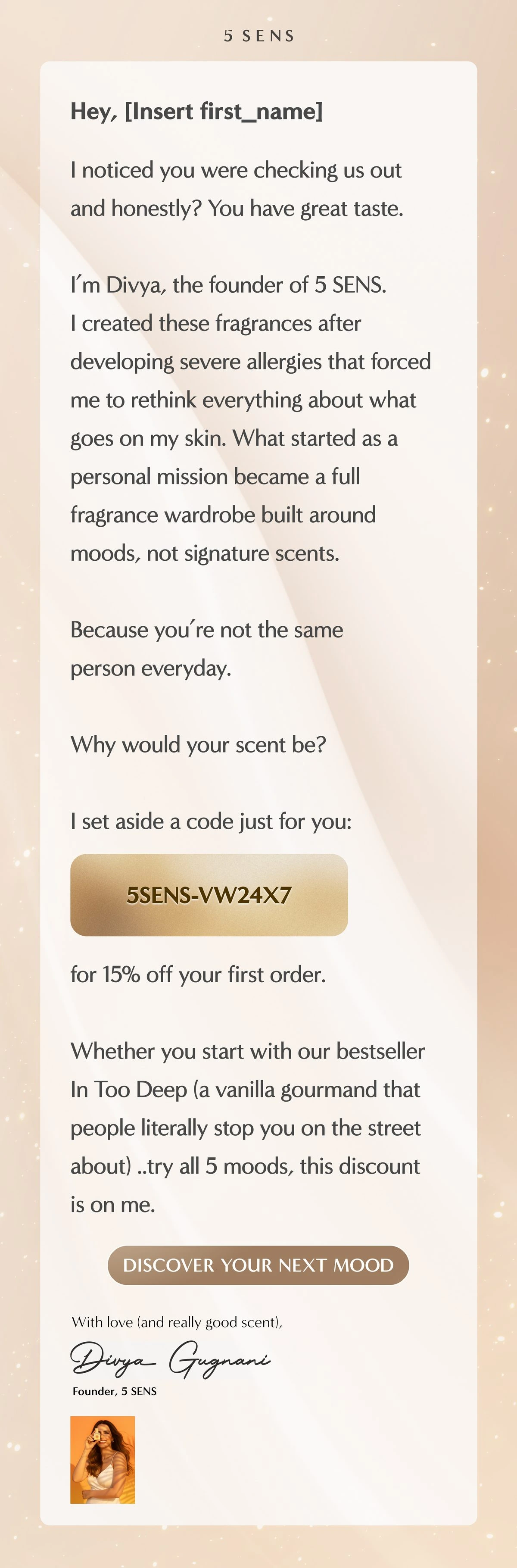 5 SENS Founder introduction email design