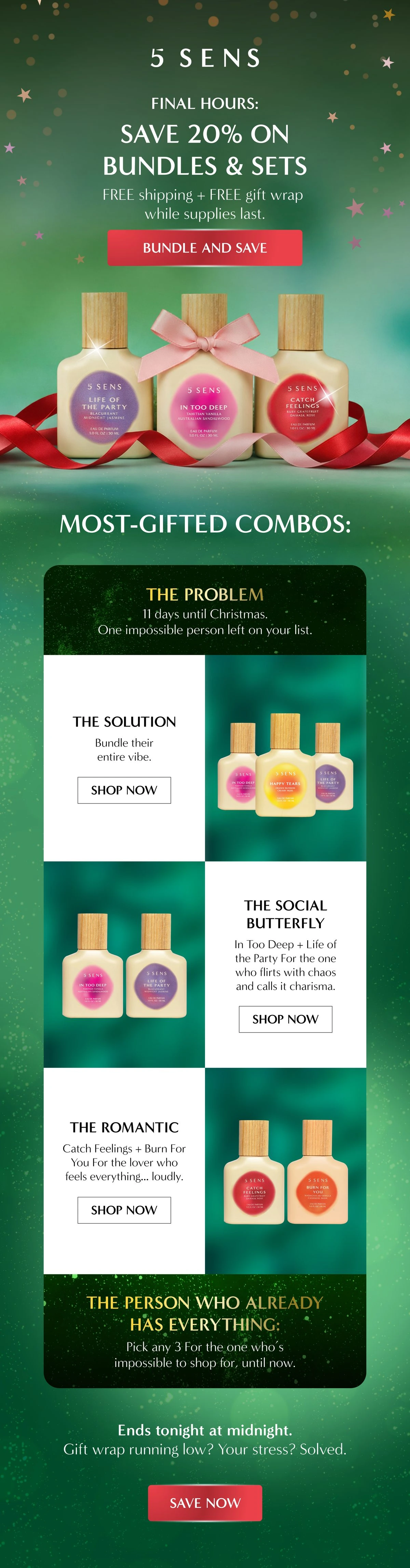 5 SENS Holiday bundles: final hours email design