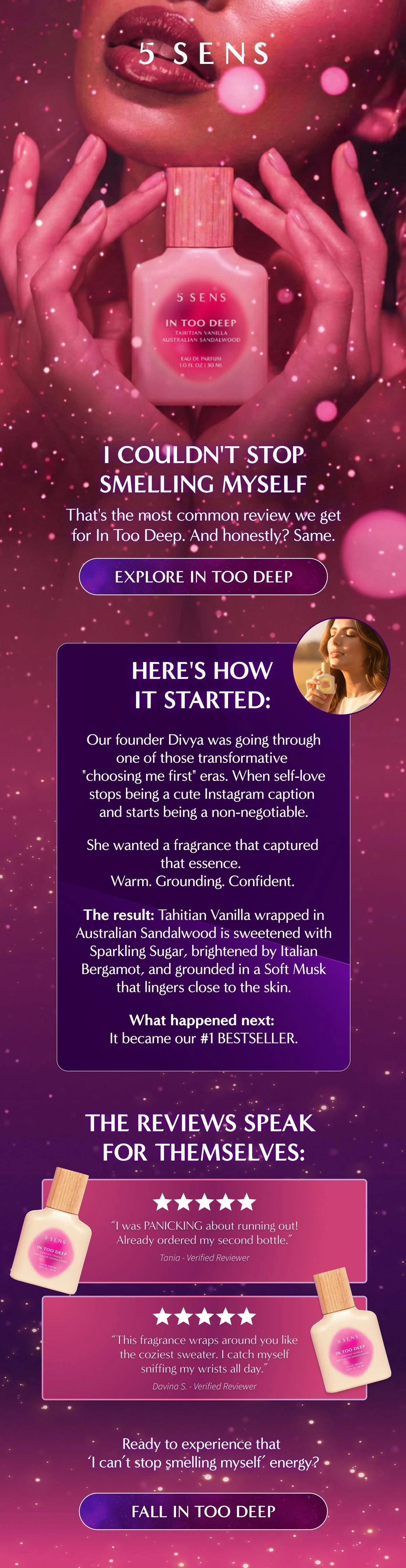 5 SENS In Too Deep spotlight email design