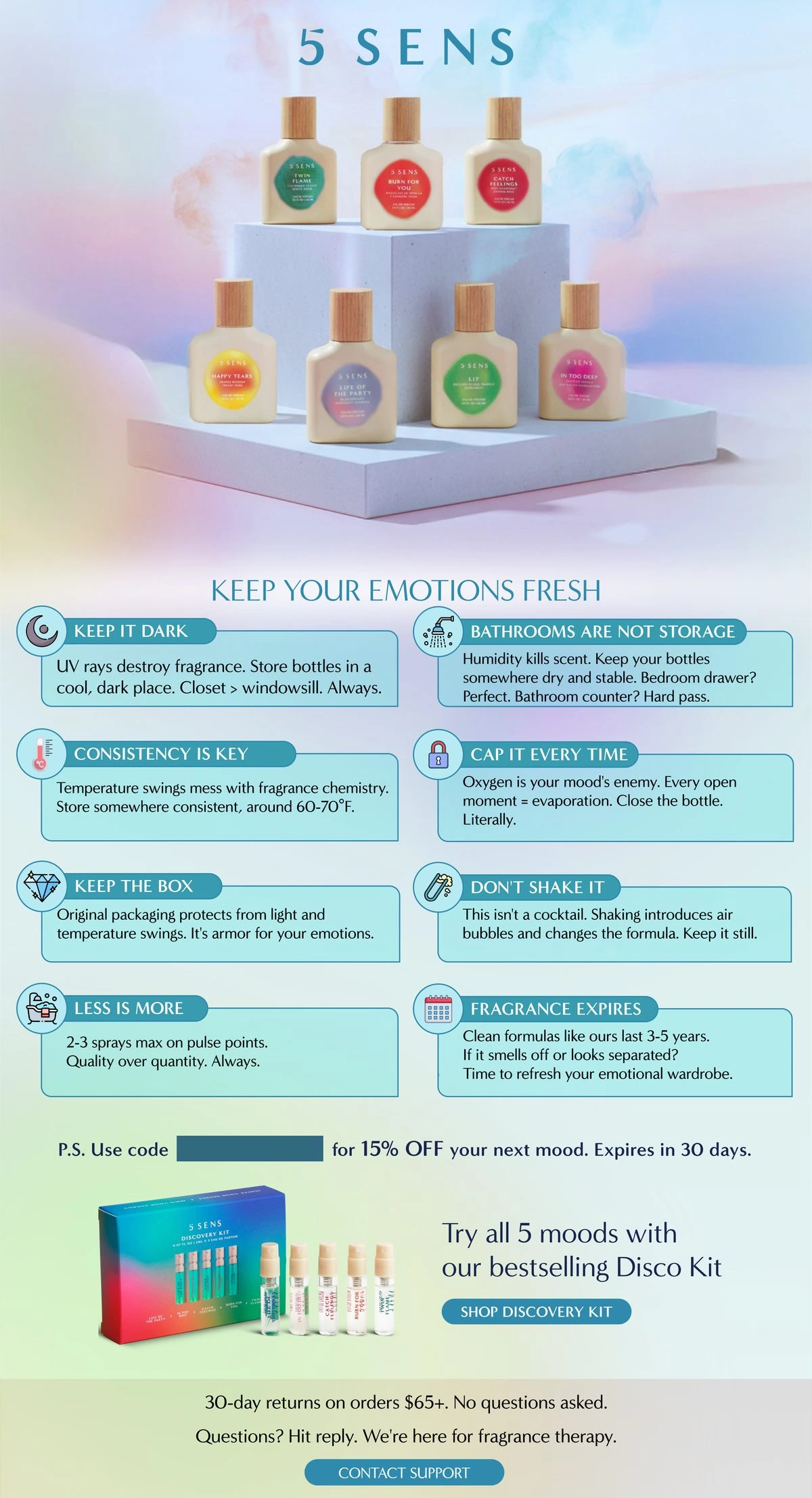 5 SENS Fragrance care guide email design