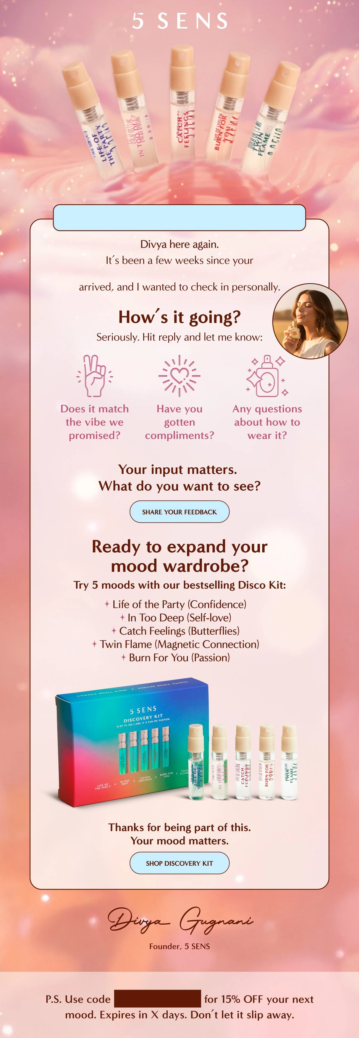 5 SENS Customer check-in email design