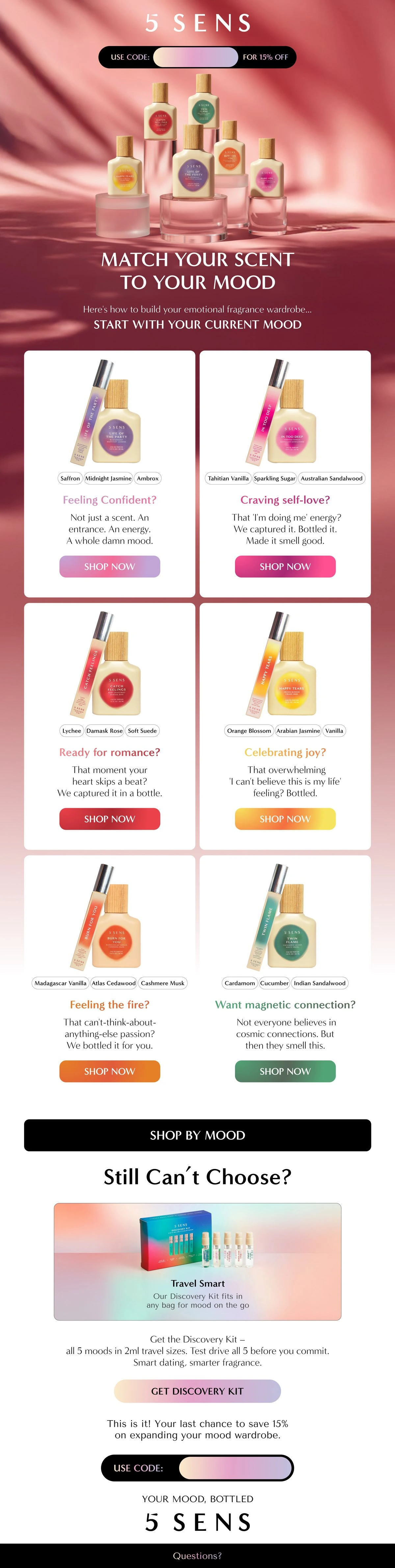 5 SENS Match your scent to your mood email design