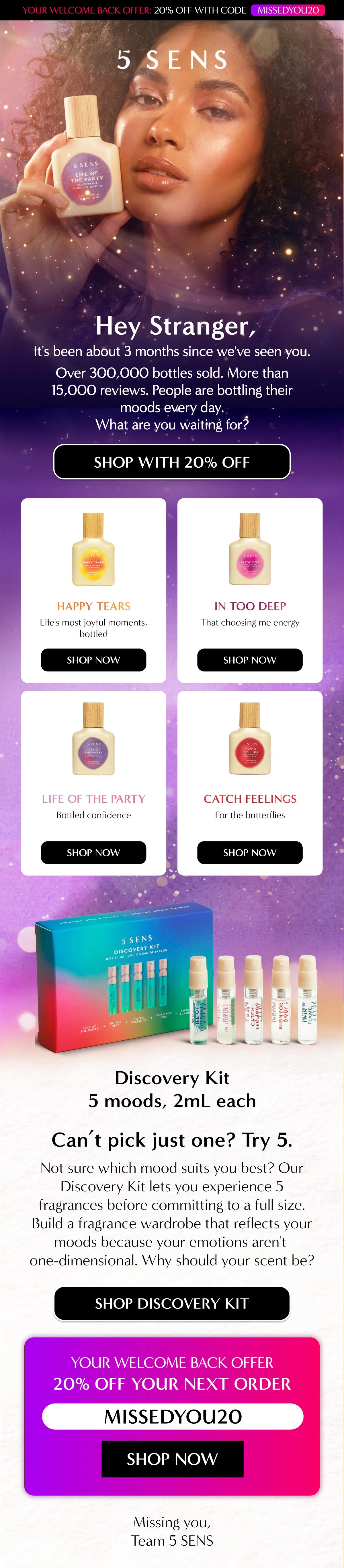 5 SENS Winback: welcome back email design
