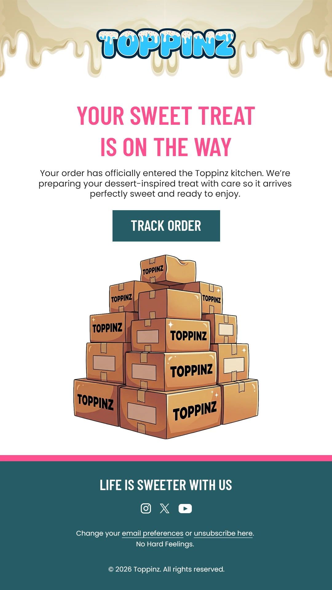 Toppinz Post Purchase Flow email design