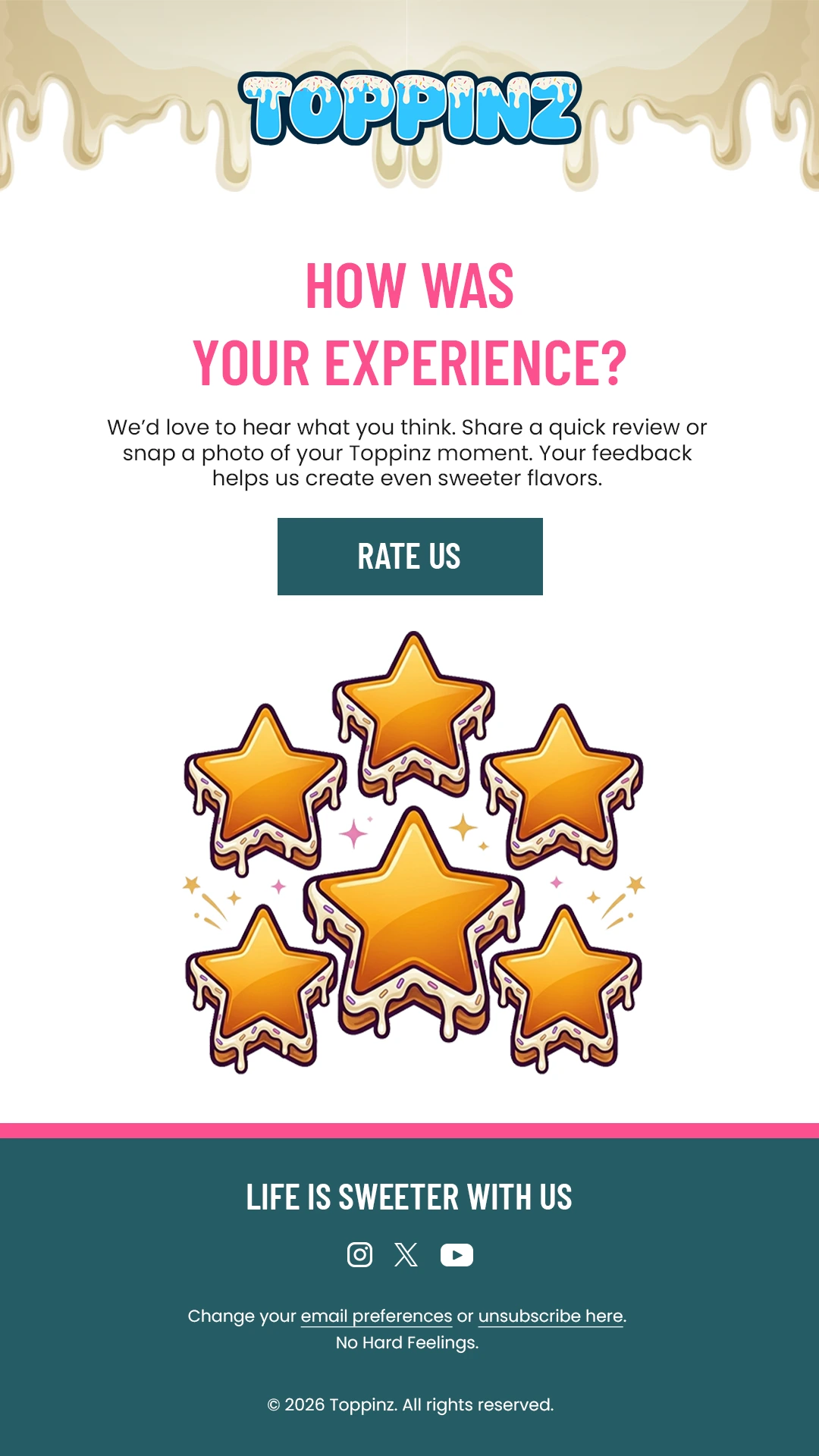 Toppinz Rate Us email design