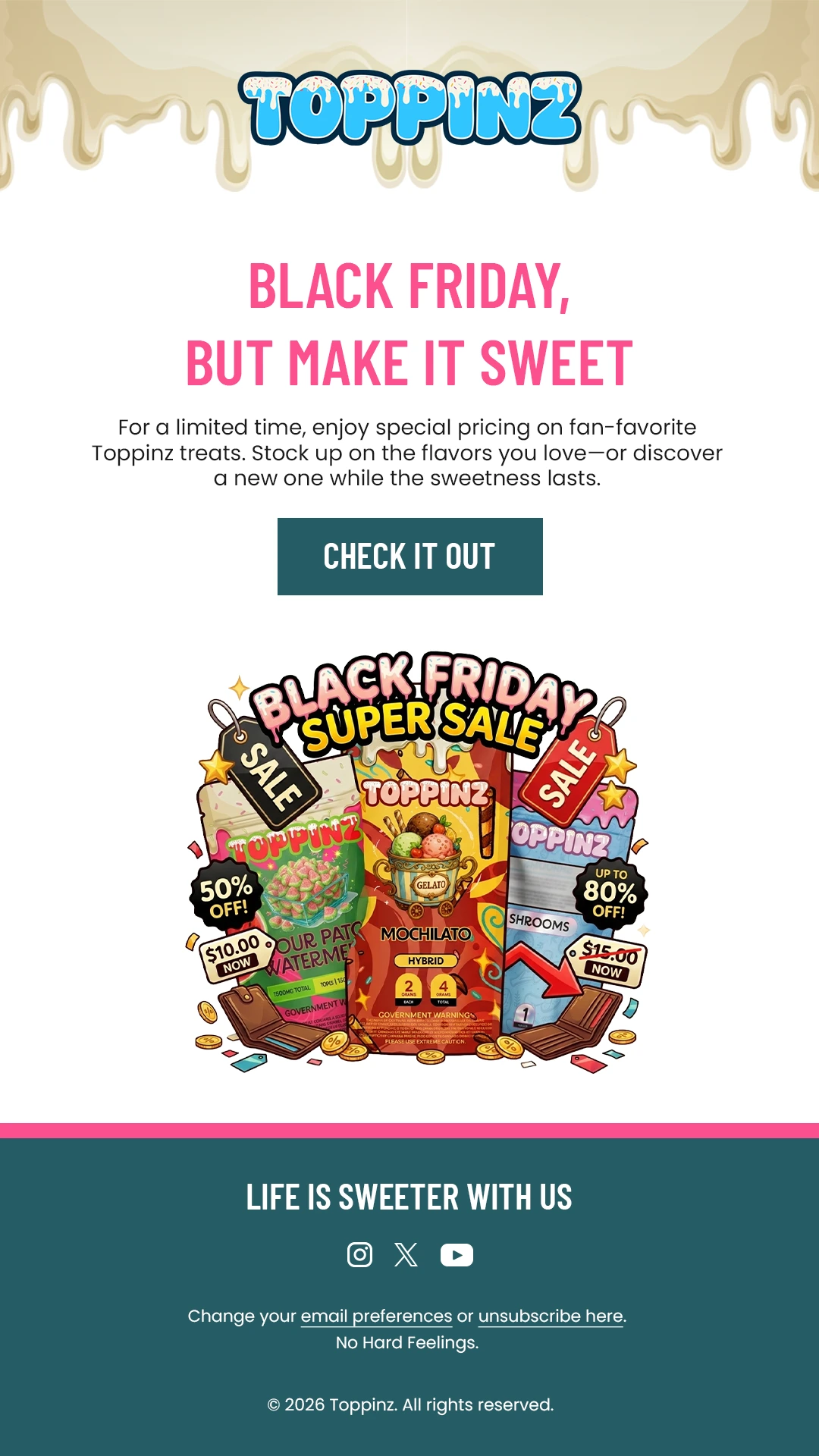 Toppinz Promotional Drops email design